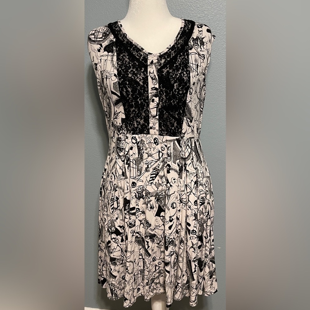 Nightmare Before Christmas Dress Black Lace Panel Goth Y2K Alt Grunge Size 1